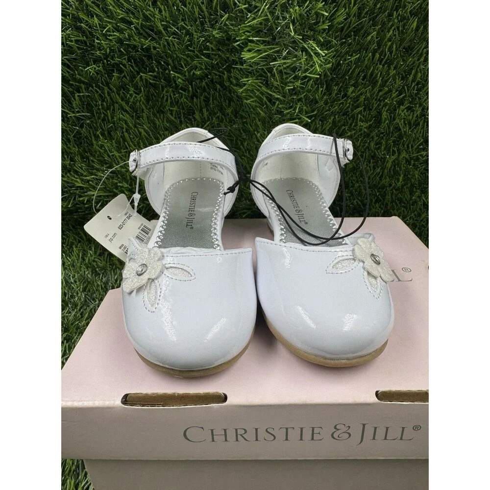 Christie And Jill Heaven Girls White Ankle Strap Mary Jane Dress Shoes Size 8M